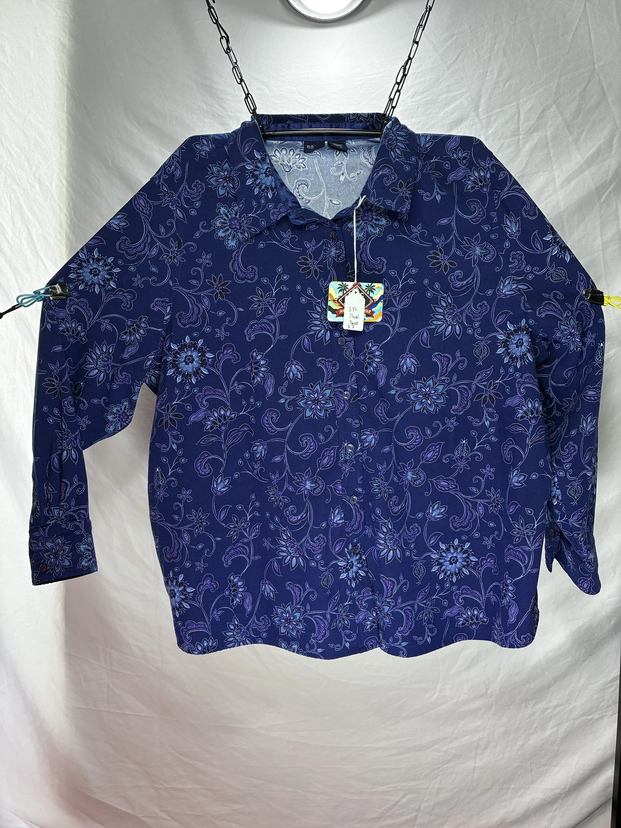 2X Basic Editions Long Sleeve Button Up - Floral Elegance