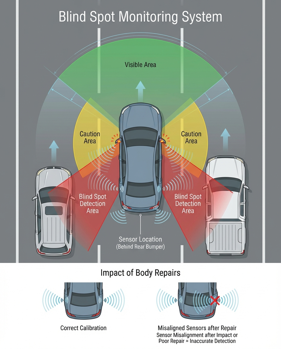 Blind Spot Monitoring Not Working After Body Repairs? Here’s Why and What to Do