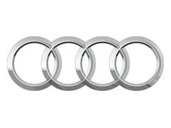 The image shows the Audi logo with four interlinked silver rings.