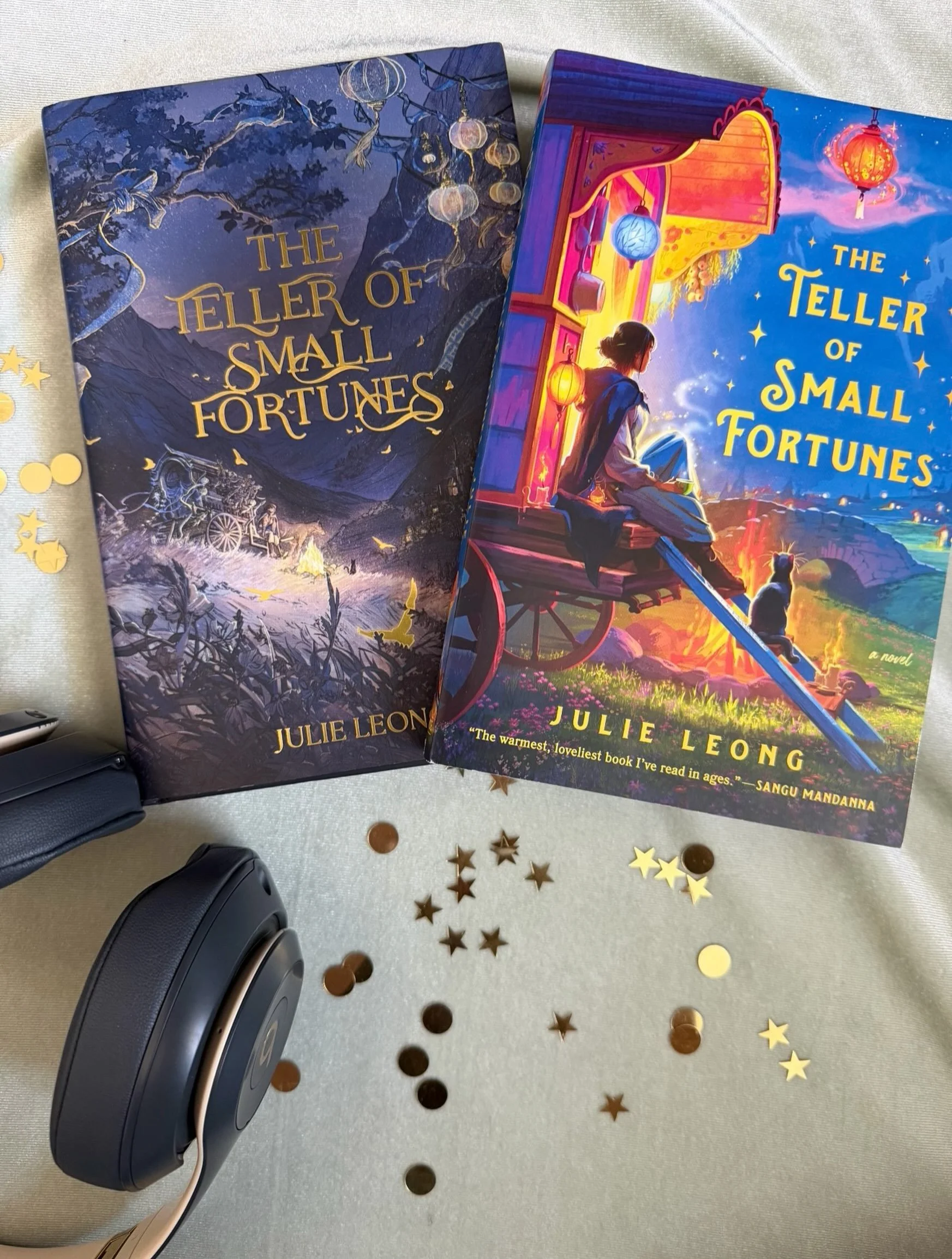 Proof that audiobooks are dangerous for my wallet. 🎧😂

I listened to The Teller of Small Fortunes last year, became obsessed, and somehow ended up with two copies on my shelf. 🔮✨

❓what book made you immediately need a shelf trophy?