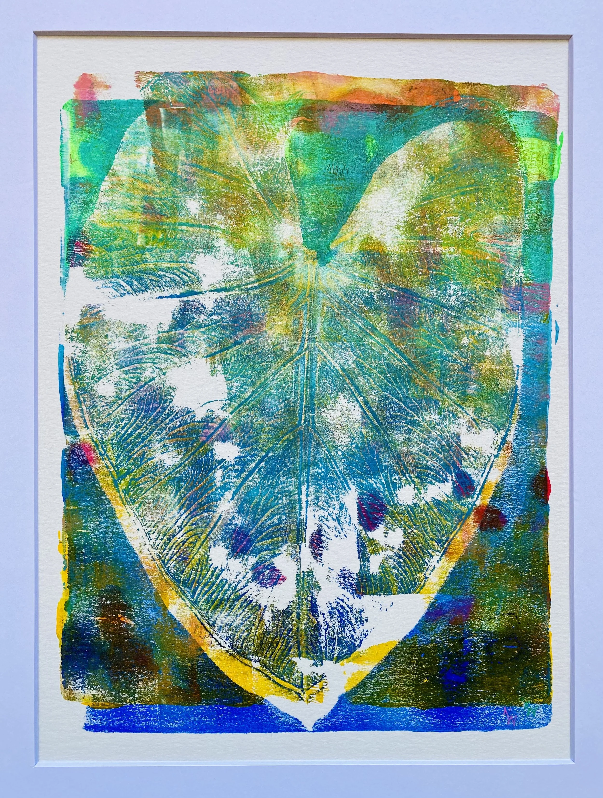 Elephant Ear Leaf (green + blues)