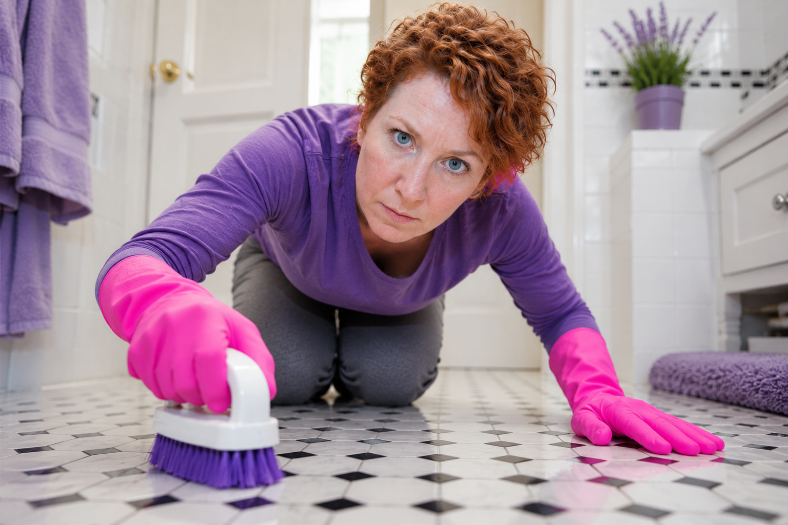 Pink-Gloved Bathroom Scrubbing OCD