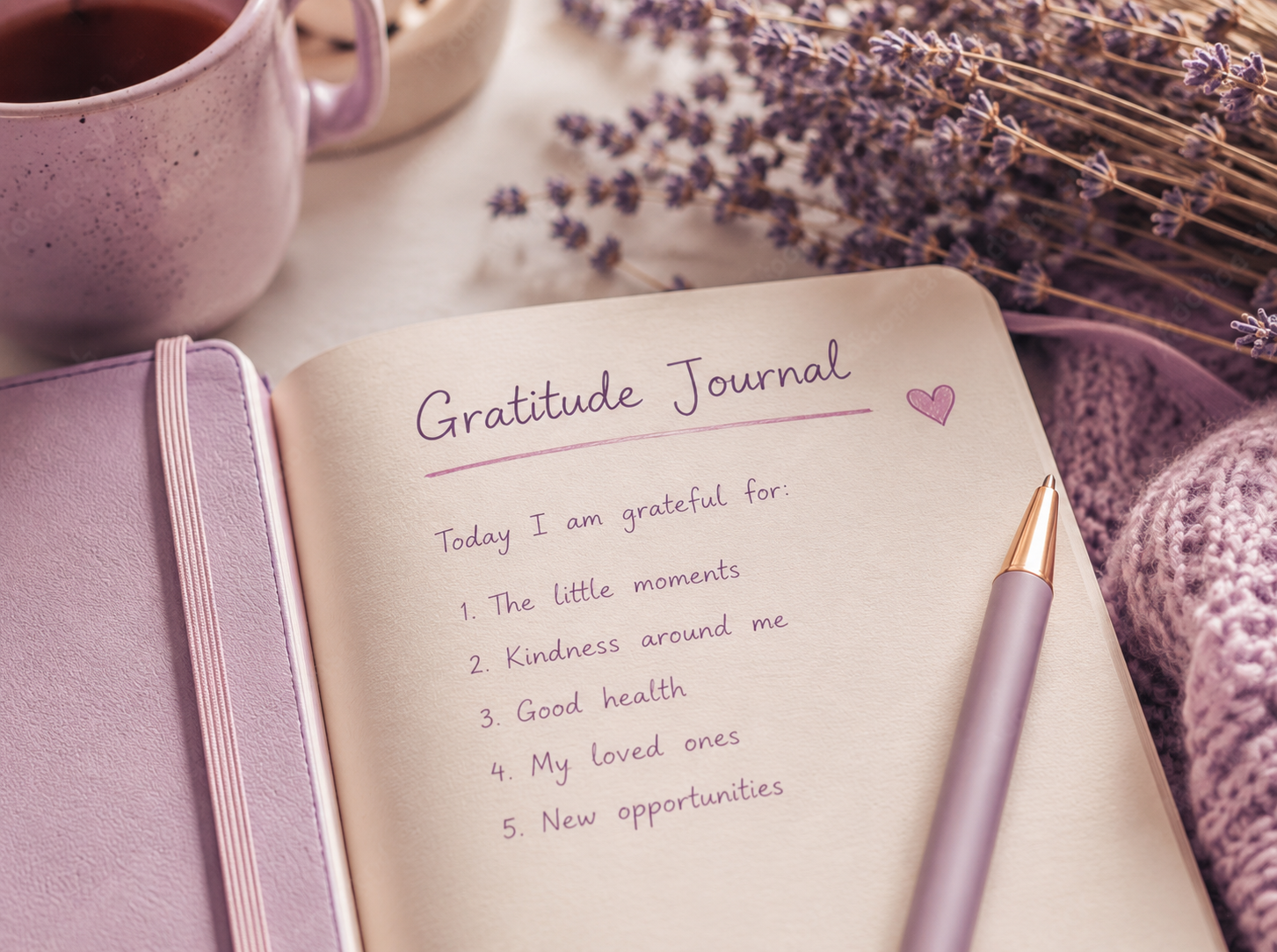 Gratitude Journal with Lavender Accents