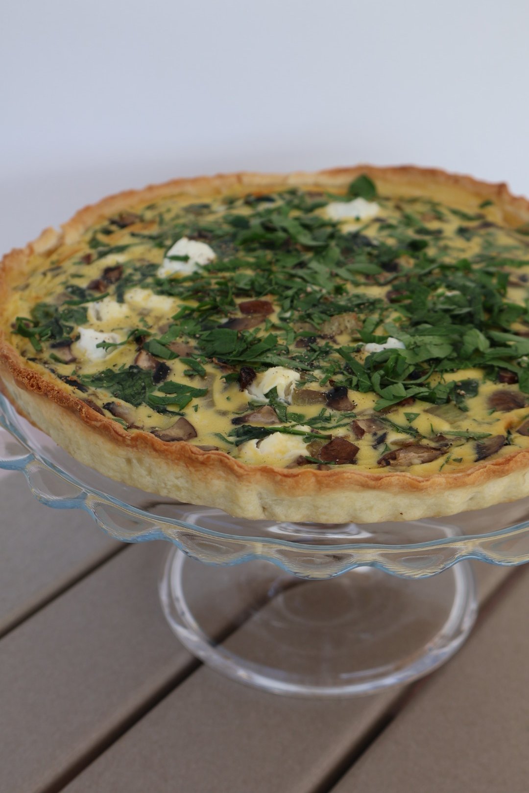 Herbed Mushroom, Spinach, &amp; Goat’s Cheese Quiche