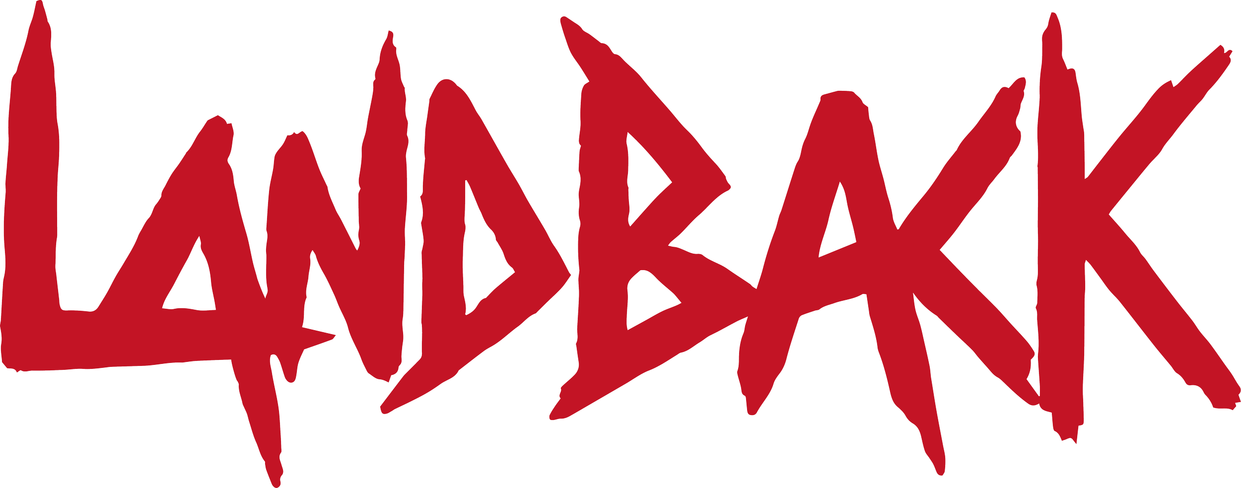 The word 'LANDBACK' written in red, jagged, and irregular font resembling handwritten movement banner art.