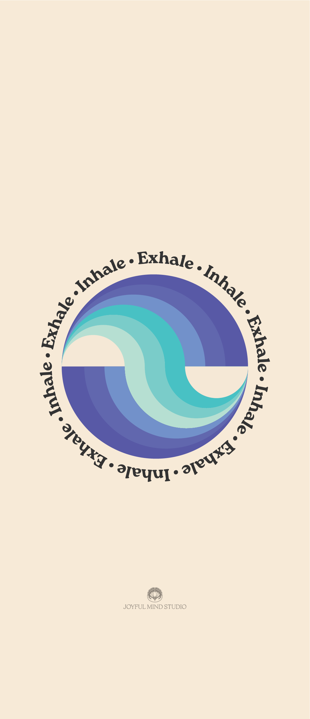 Inhale, Exhale Wallpaper: A calming blue design with the words 'Inhale, Exhale' written in a circular pattern, promoting relaxation and mindfulness.