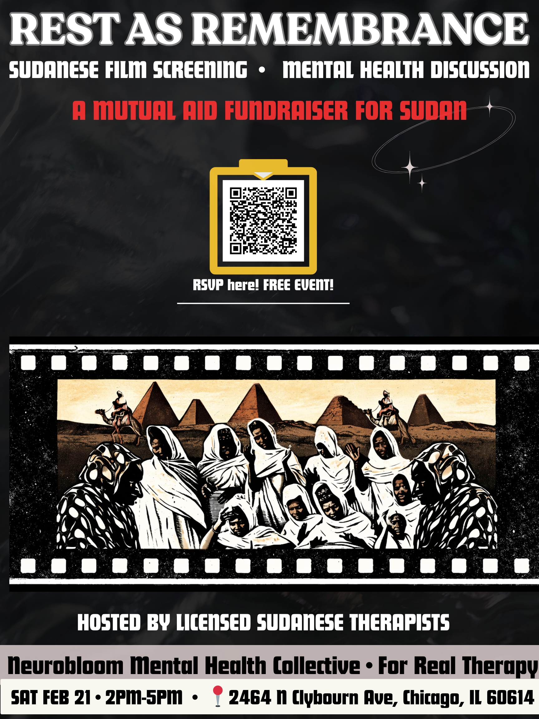 REST AS REMEMBRANCE event at For Real Therapy Chicago Feb 2026 flyer