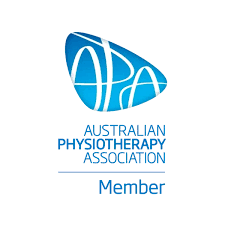 Australian Physiotherapy Association logo with blue oval and text indicating member status.