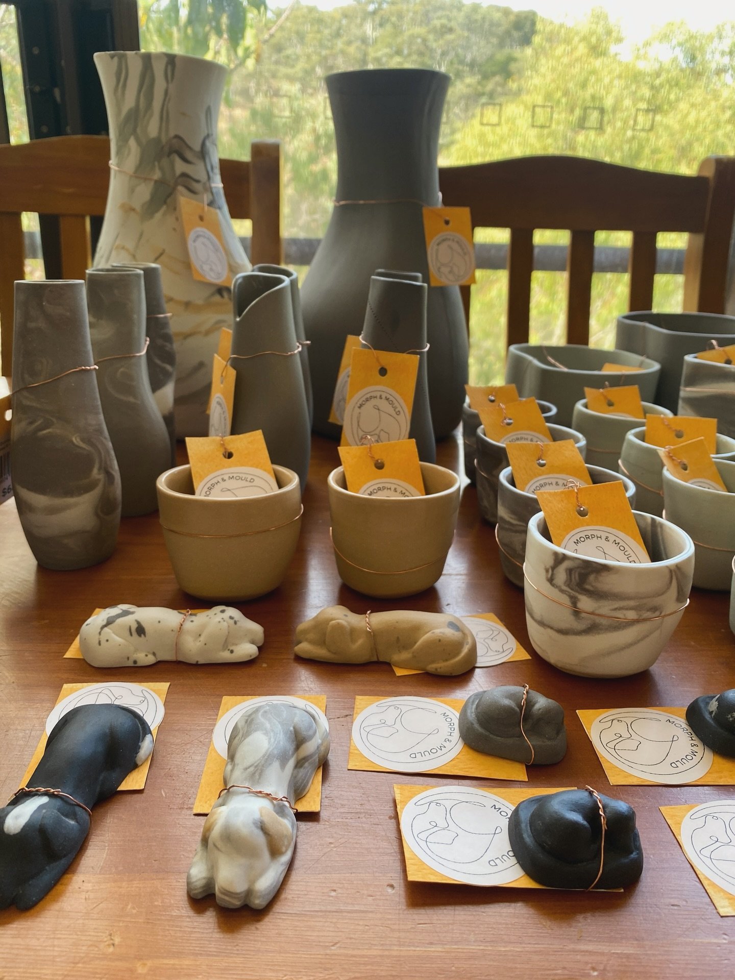 Everything tagged and ready. From tomorrow (Tuesday 31st March) you&rsquo;ll find Morph &amp; Mould as part of The Pottery Edit at @ommademeetthemaker, Westfield Tea Tree Plaza 

This one is my favourite dog I&rsquo;ve ever made. I&rsquo;ve always wa