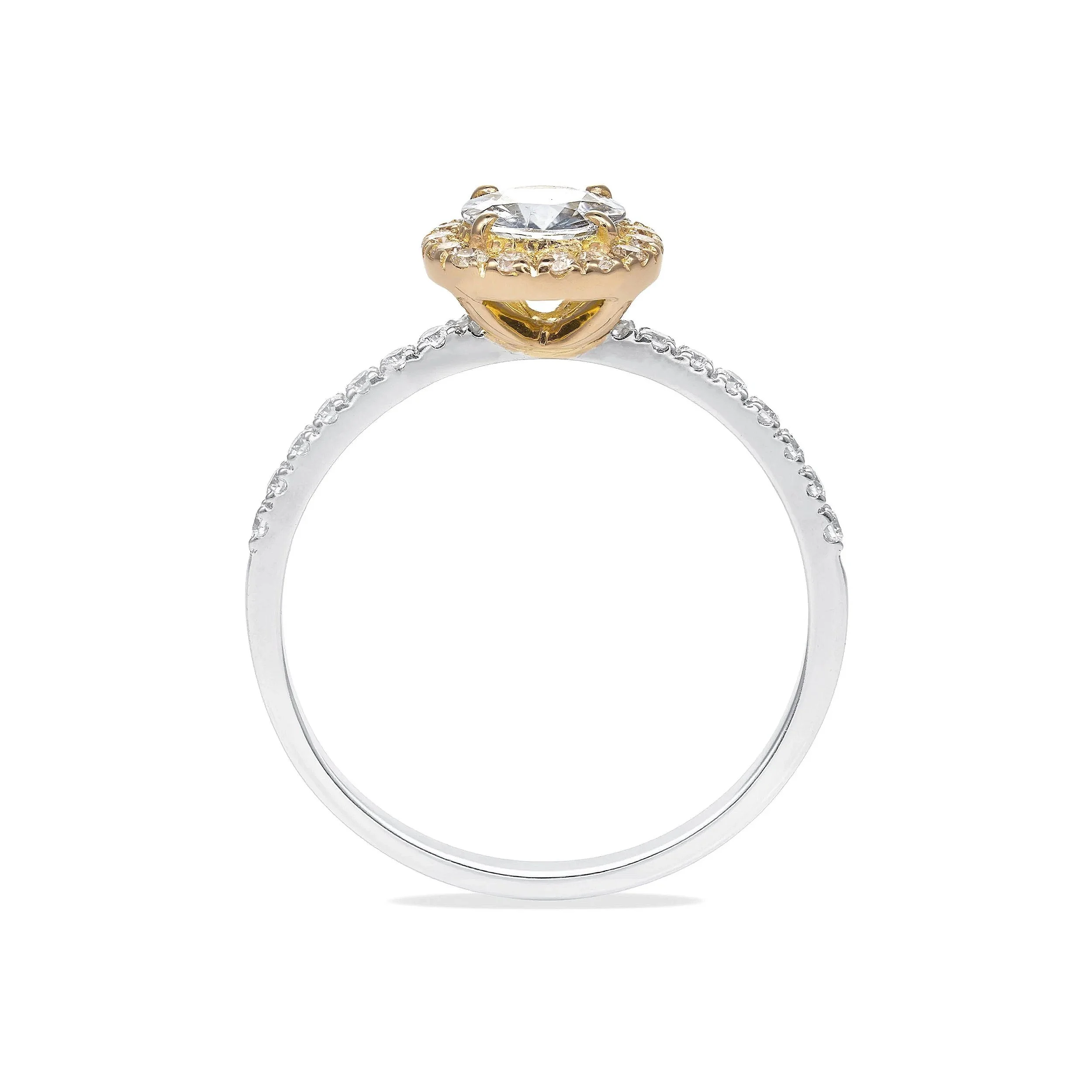 Natural White Sapphire and Diamond, White gold Yellow gold Ring
