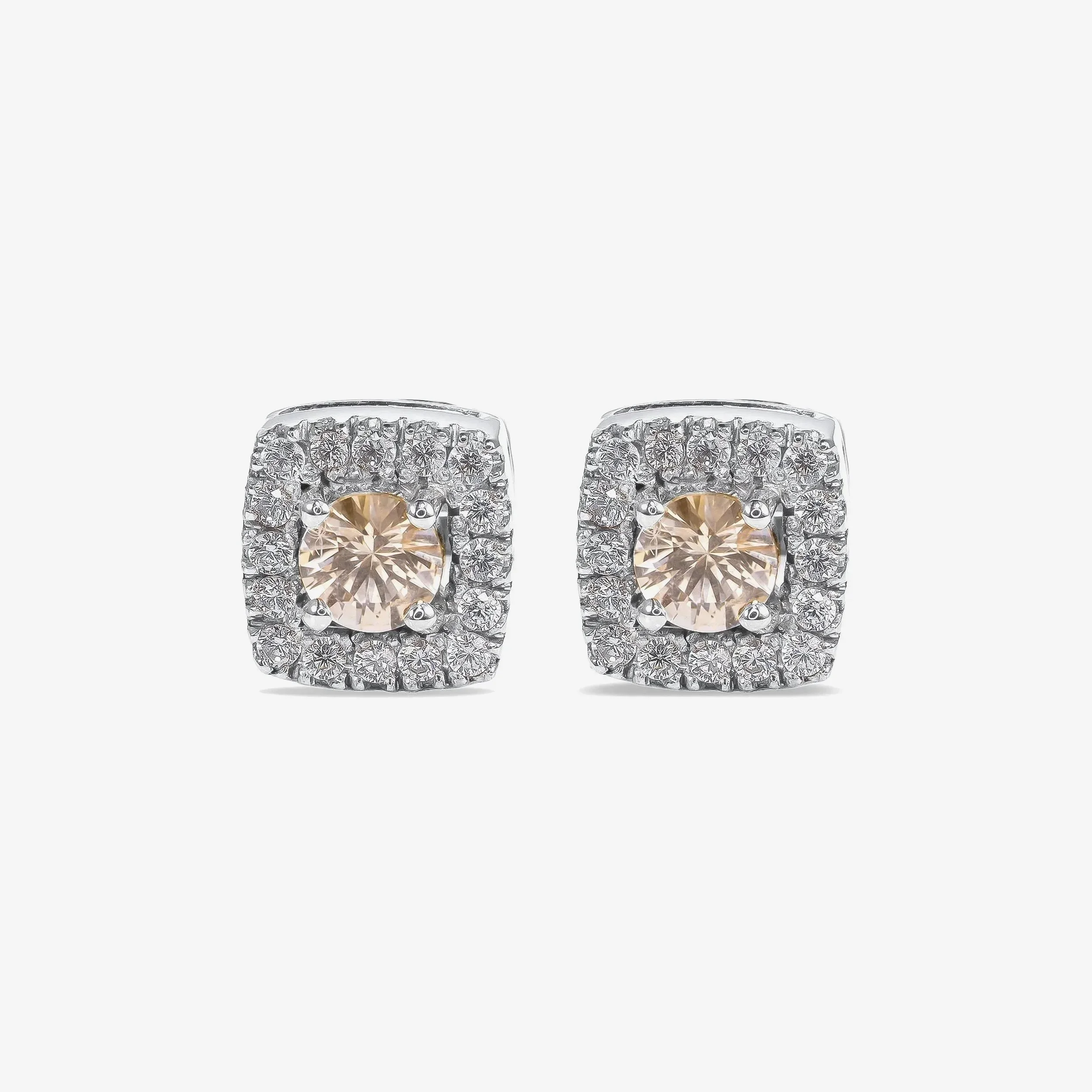 Peach Sapphire  Stud Earrings