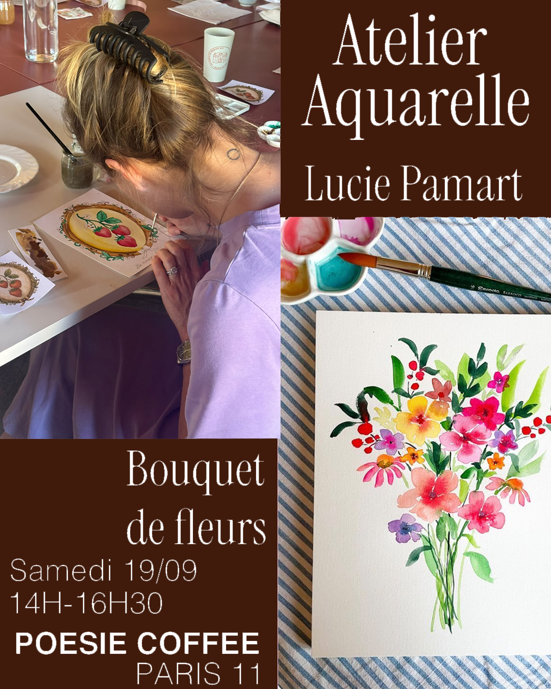 Atelier aquarelle bouquet fleuri, Poesie coffee, 19 septembre