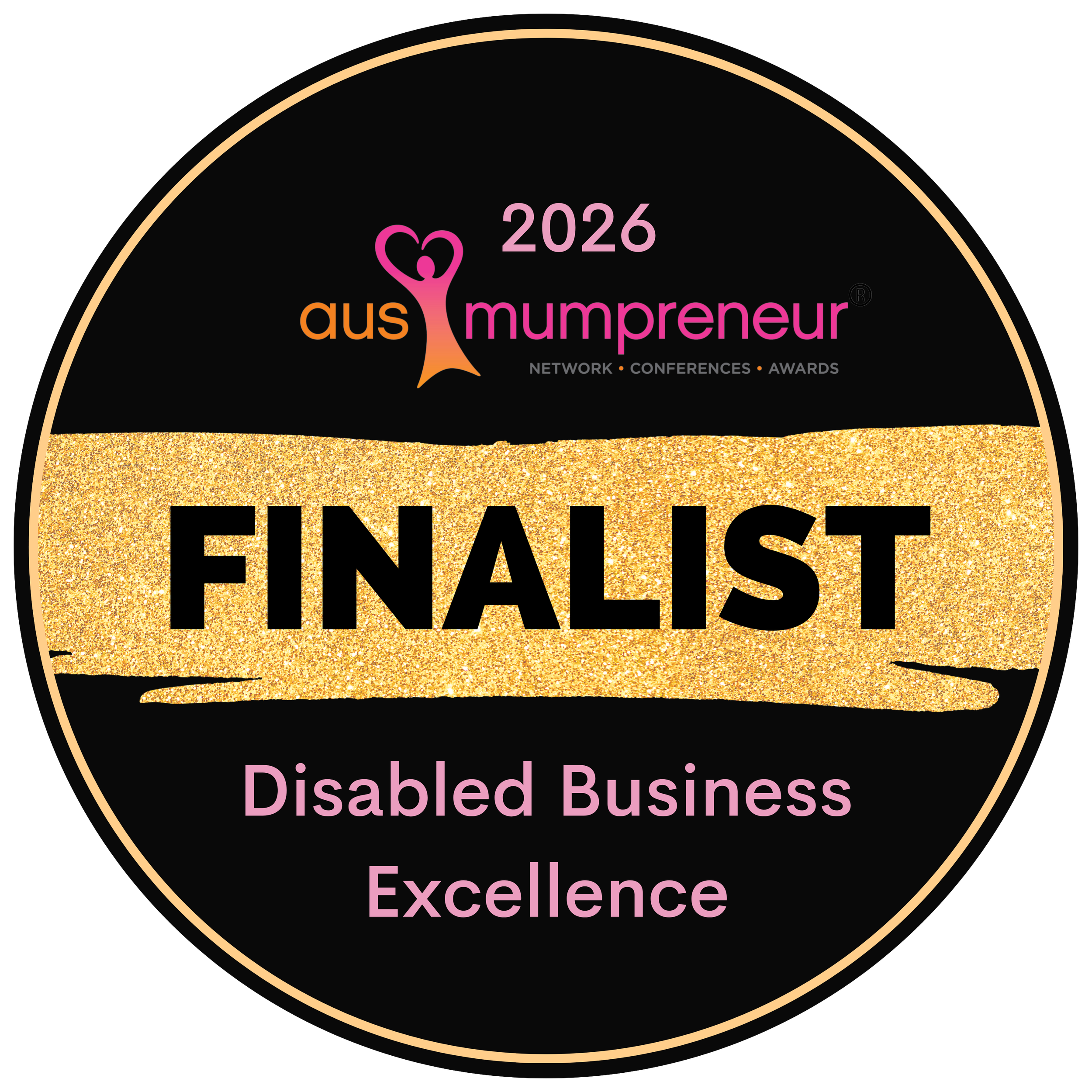 Karen’s Job Services 2026 AusMumpreneur Awards finalist badge recognising Karen as a finalist for the AusMumpreneur awards
