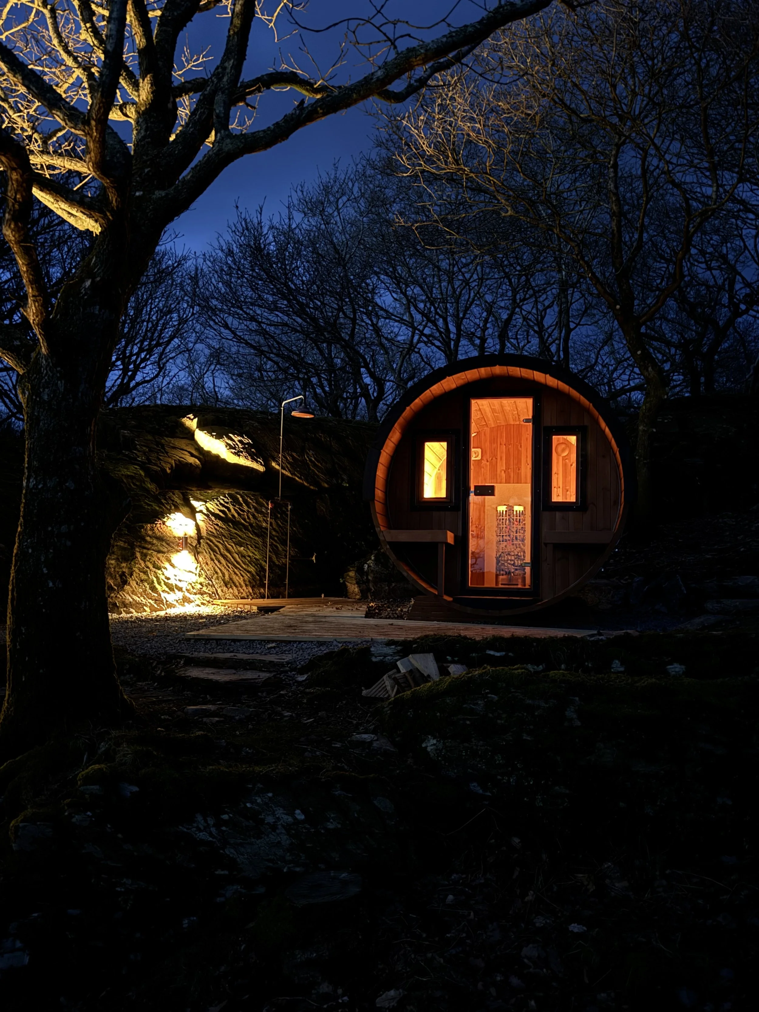 Our sauna at night