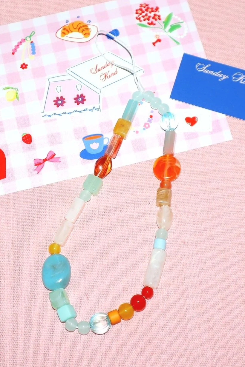 turquoise orange summer phone charm