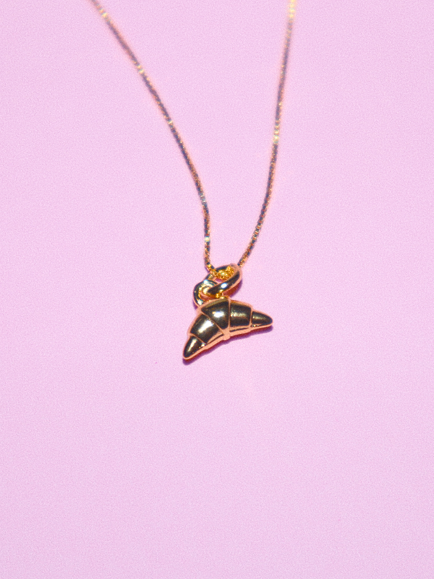 gold tiny croissant charm necklace