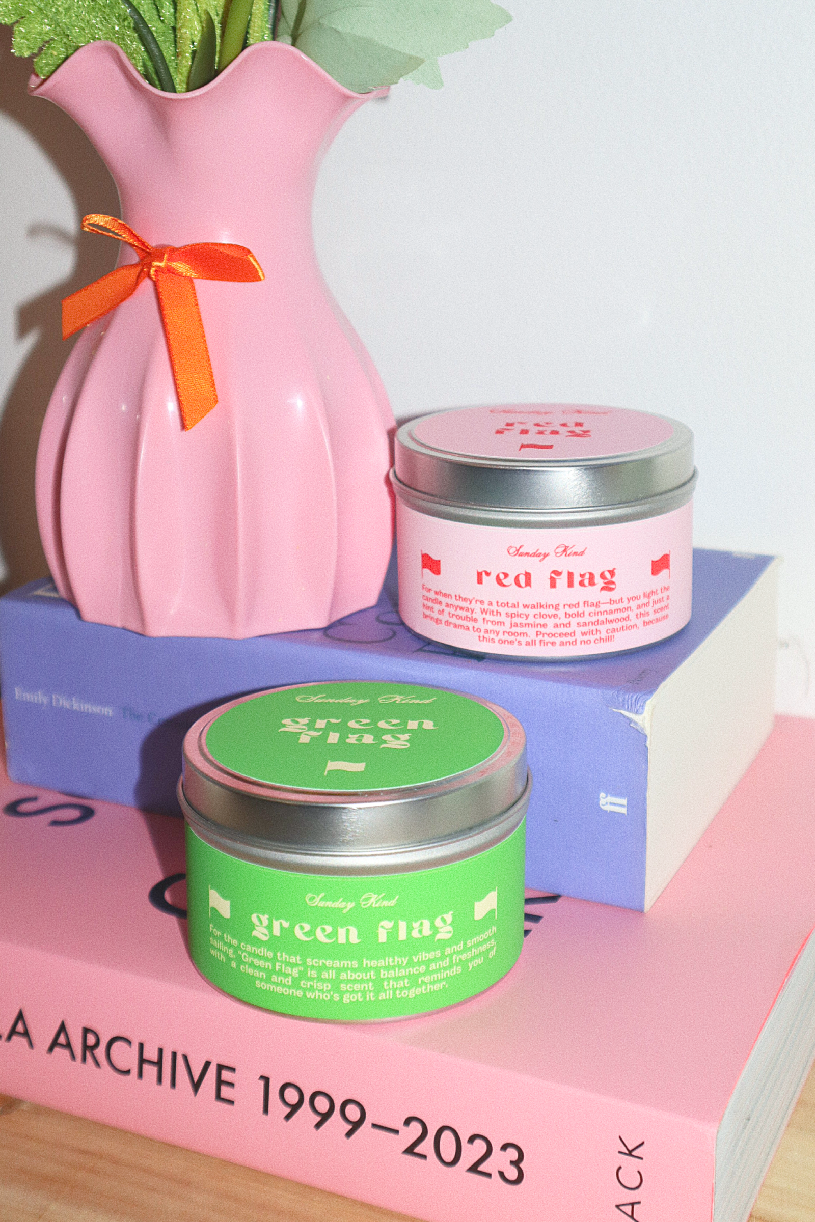 green flag scented tin candle