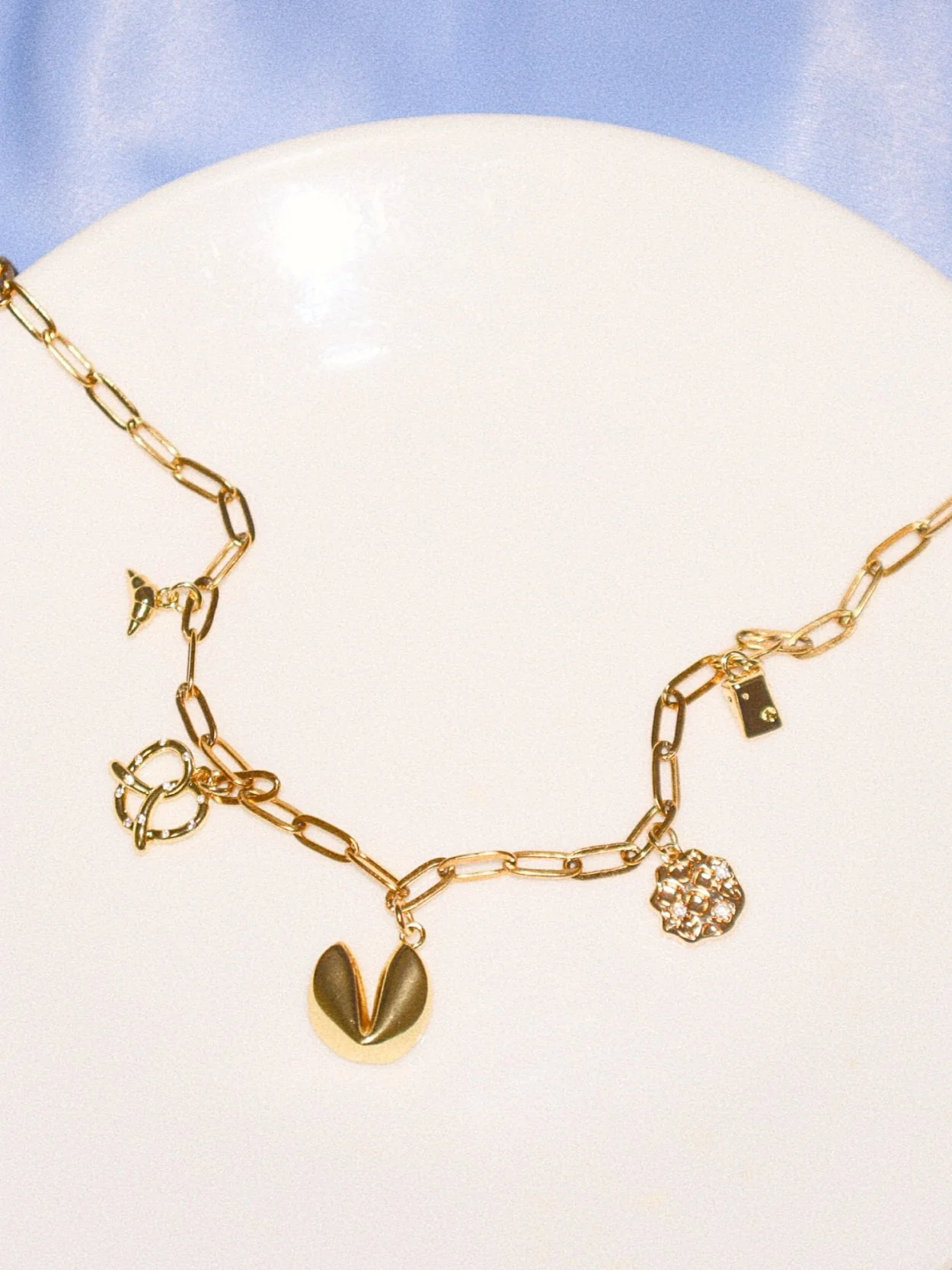 sunday kind tiny gold food fruit charms chain necklace