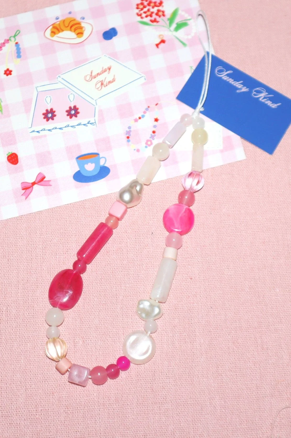 pink pearl white phone charm