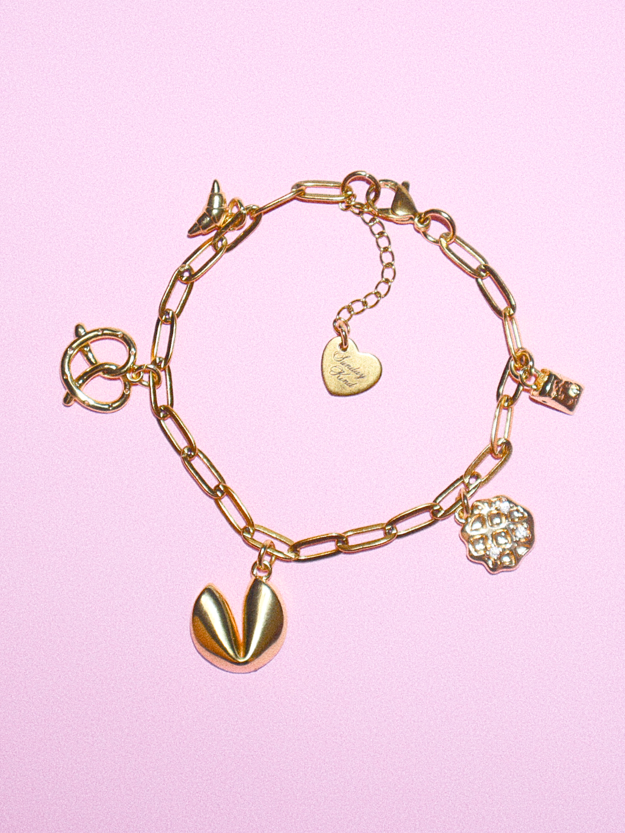 sunday kind tiny gold food fruit charms chain bracelet