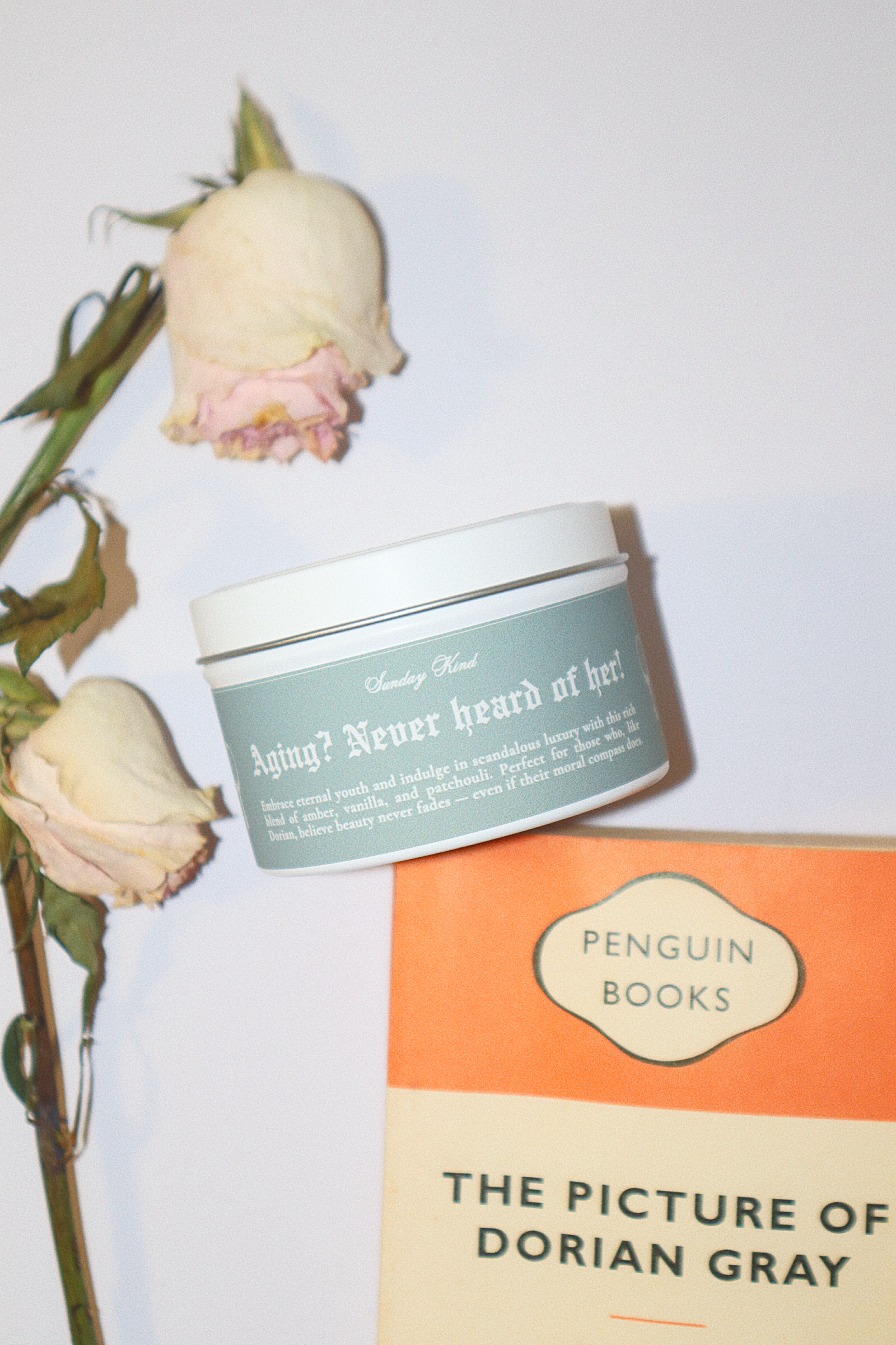 the picture of dorian grey scented tin candle