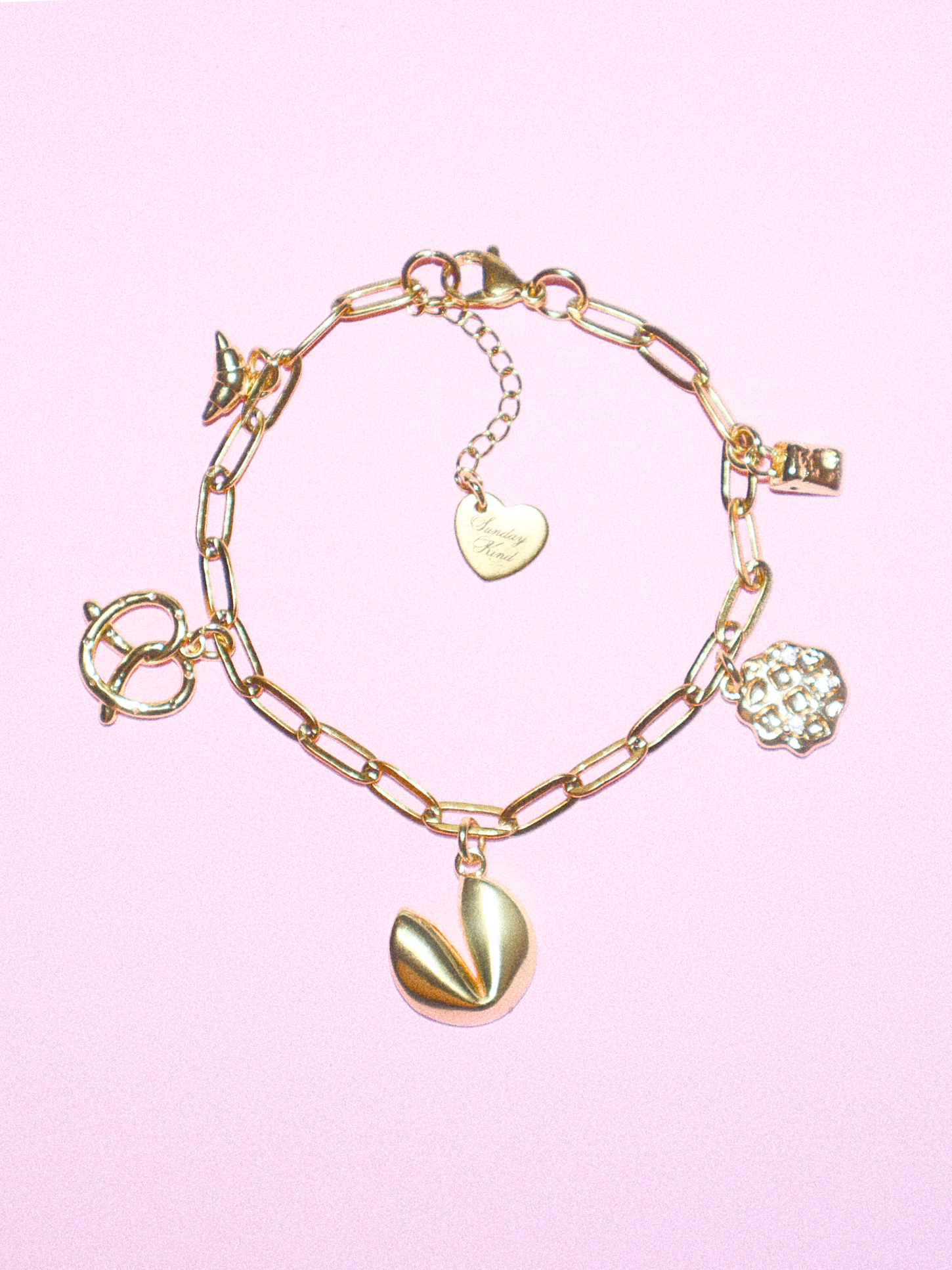 sunday kind tiny gold food fruit charms chain bracelet