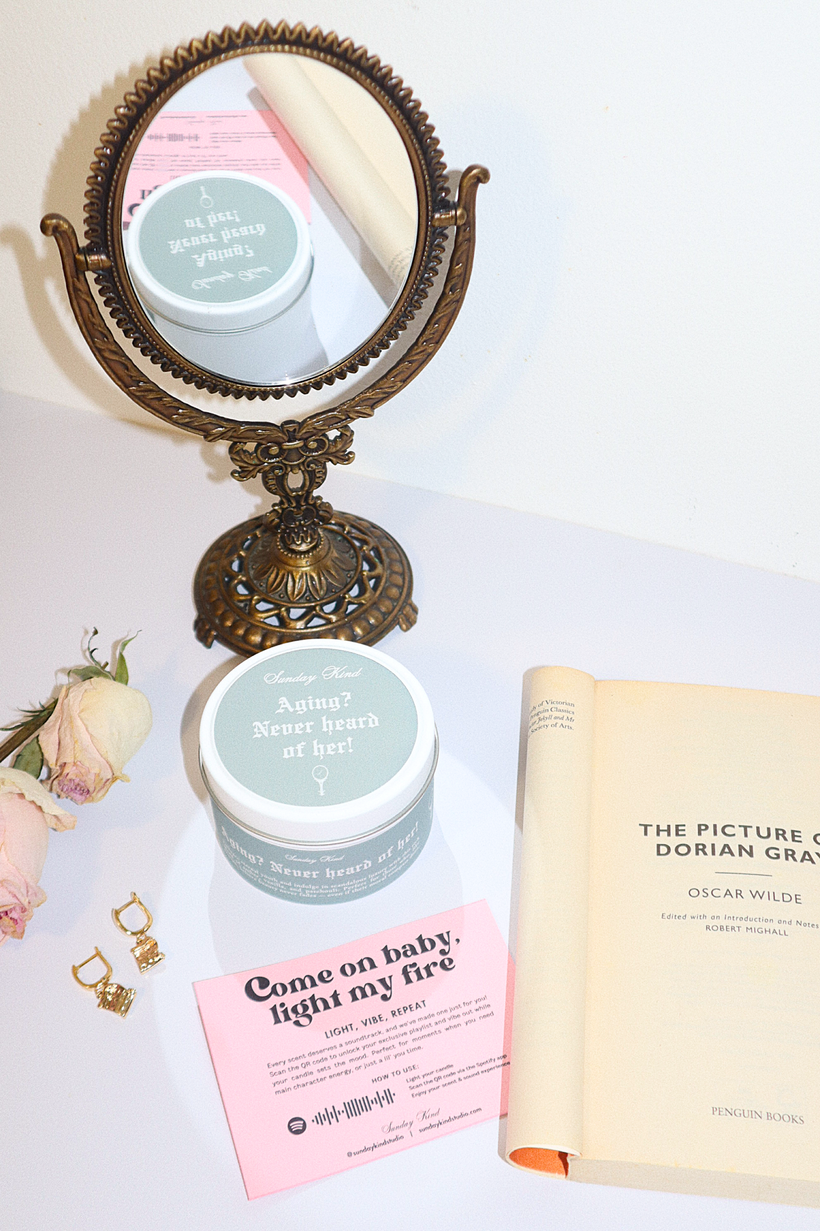 the picture of dorian grey scented tin candle