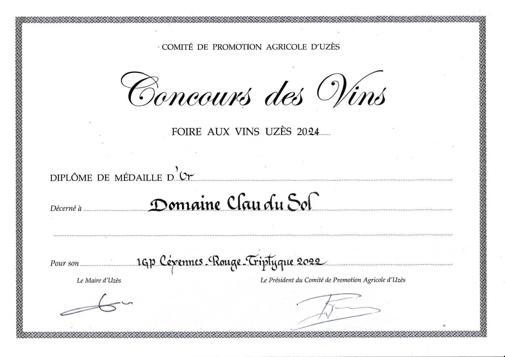 Médaille d'Or Concours des vins d'Uzès.jpg