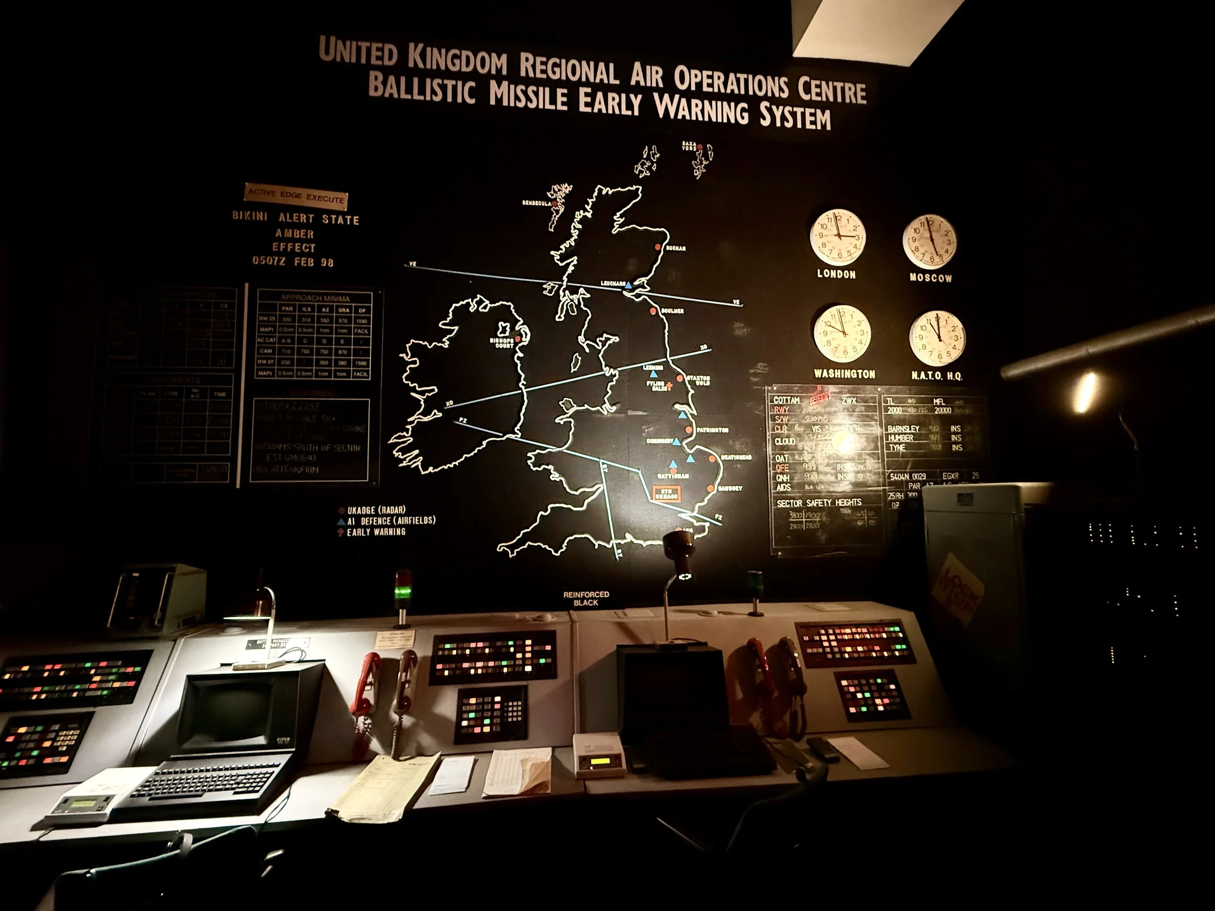 Missile warning system from the Hack Green Nuclear Bunker museum in the UK