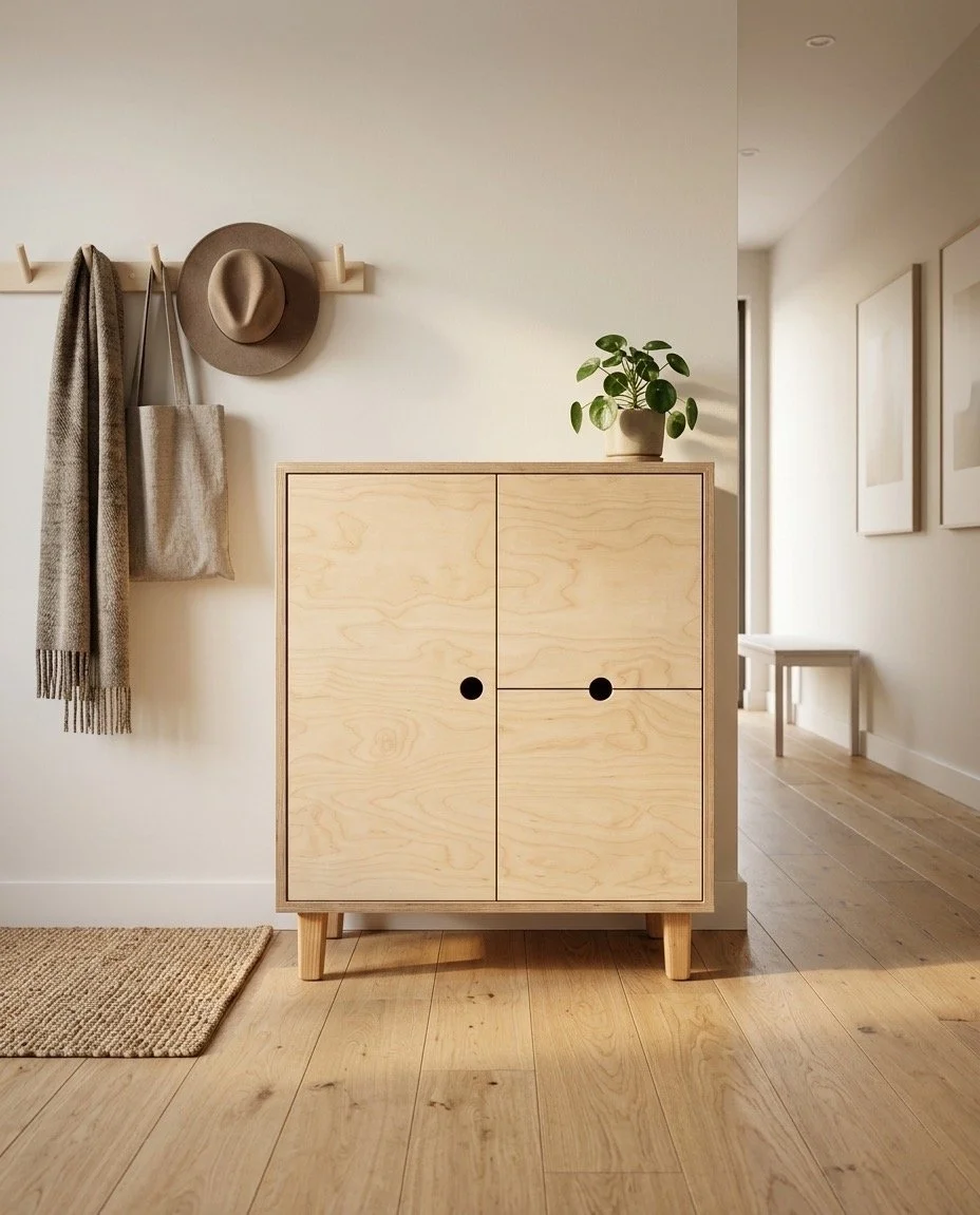 Birch Plywood Sideboard Cabinet in hallway.JPG