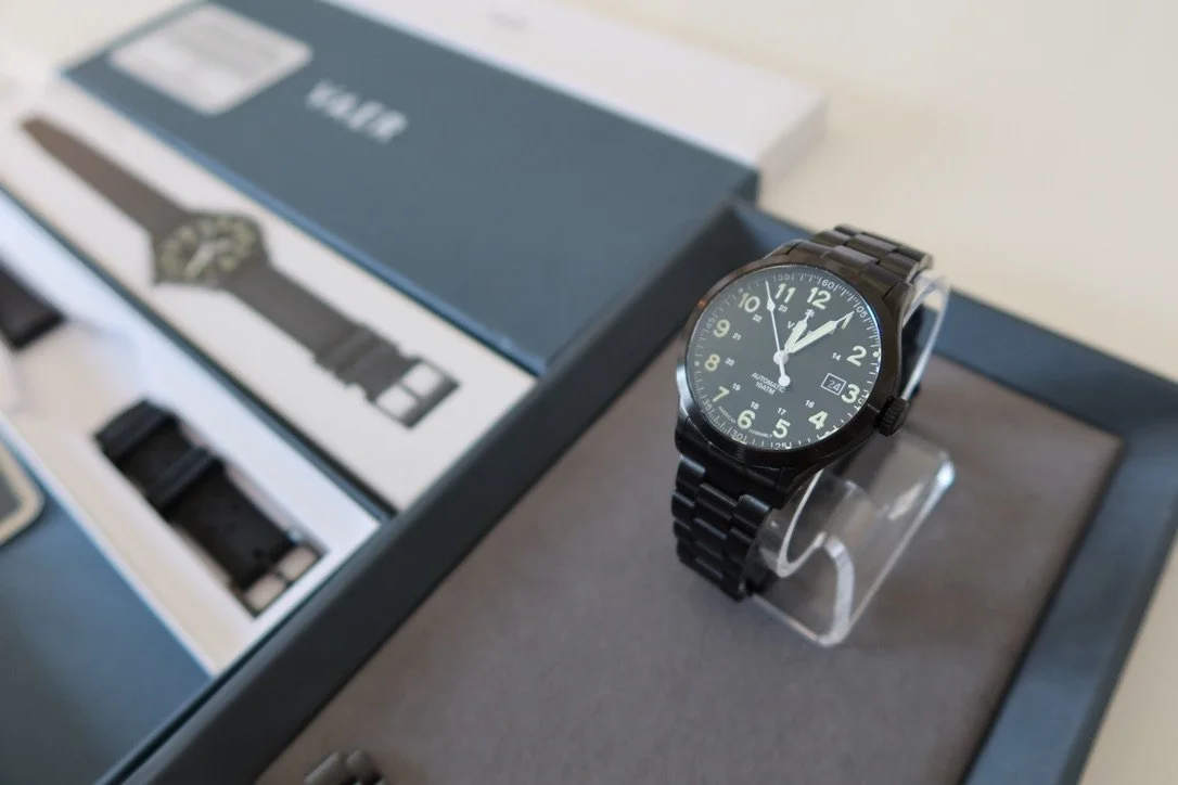 VAER A5 Tactical Field Auto (40mm USA)  Automatic | Black PVD Bracelet + Waterproof Strap