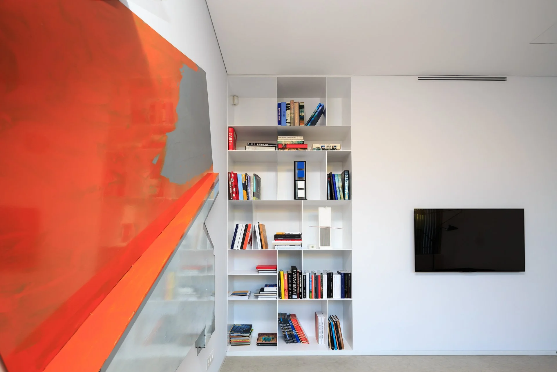 Custom cabinet by A+ Interiors designers featuring José Pedro Croft artwork