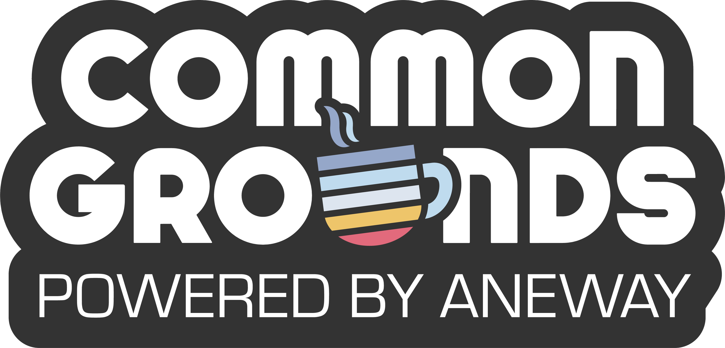 Text: Common Grounds Powered By ANEWAY