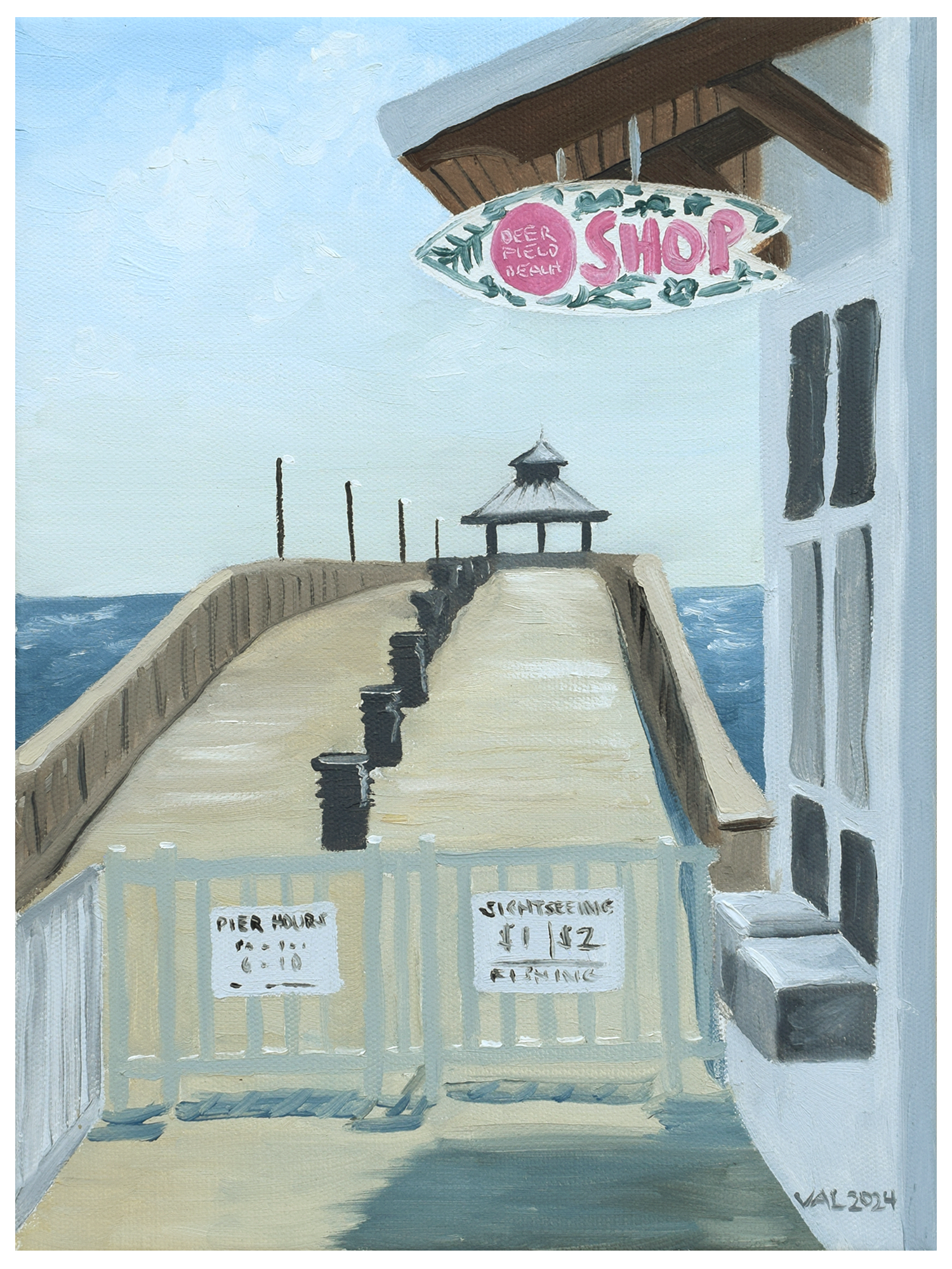 Deerfield Beach Pier, 9" x 12" oil on canvas