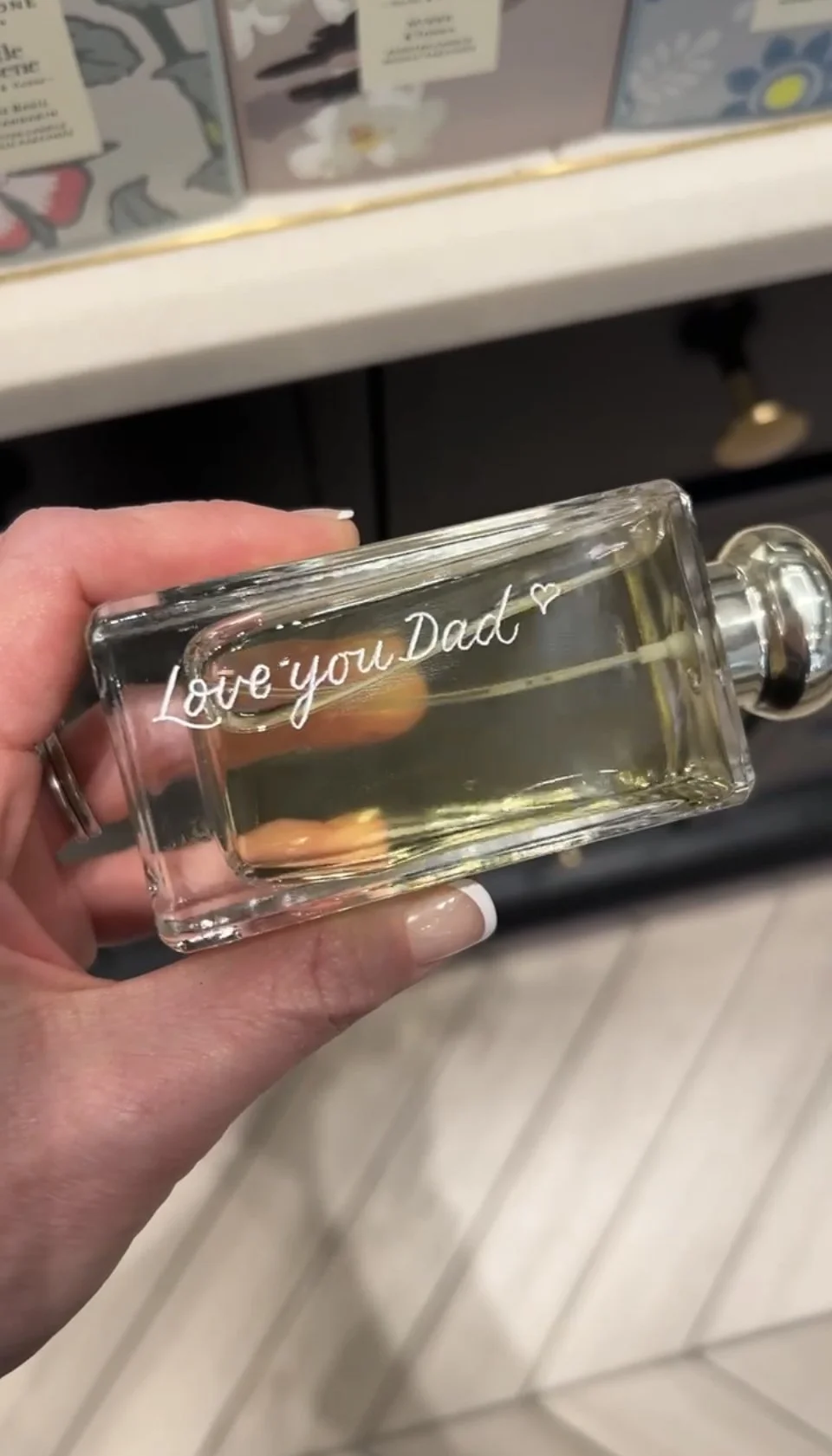 Engraved perfume bottle for Jo Malone Father's Day brand activation
