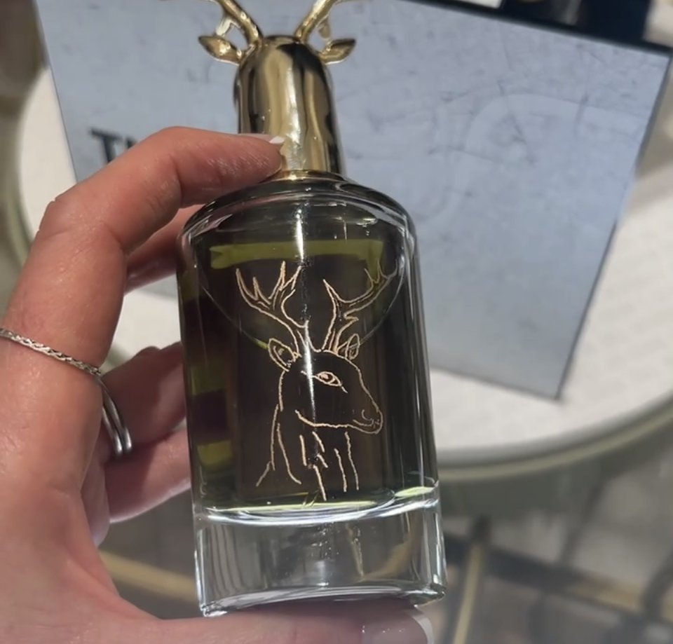 Perfume bottle illustration engraving for Penhaligon's in Selfridges London