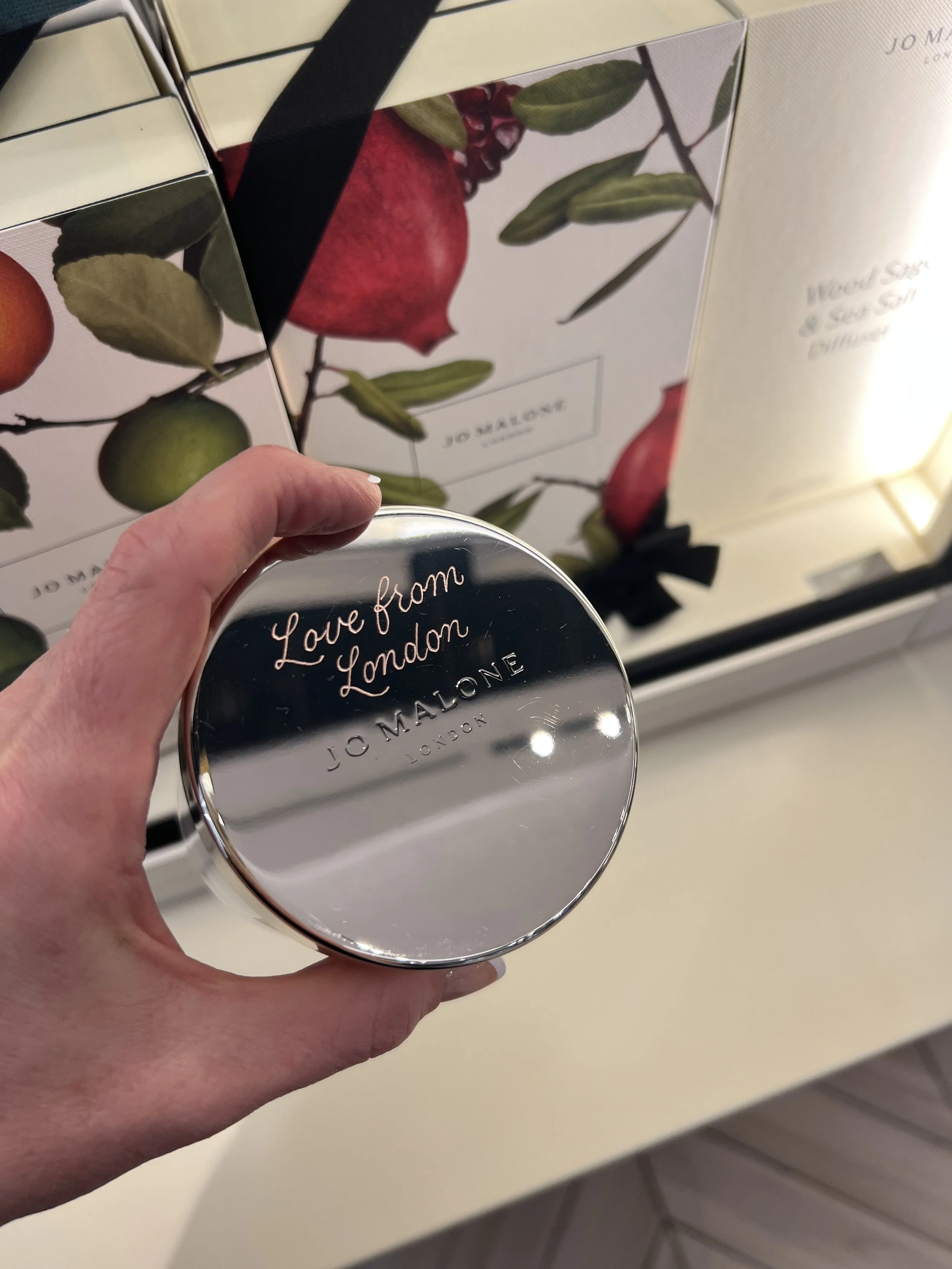 Hand engraved Jo Malone candle lid with personalised message
