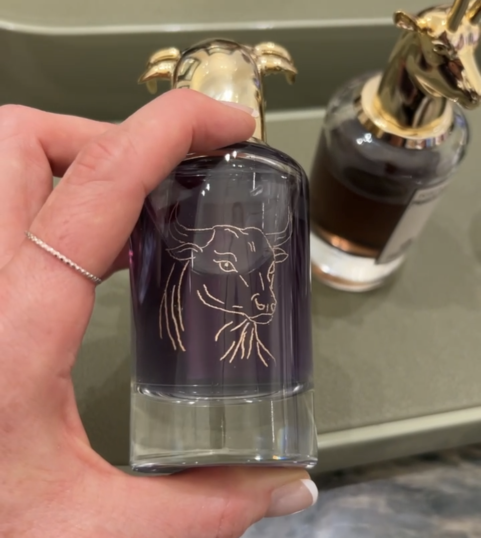 Perfume bottle engraved illustration for Penhaligon's in Selfridges London