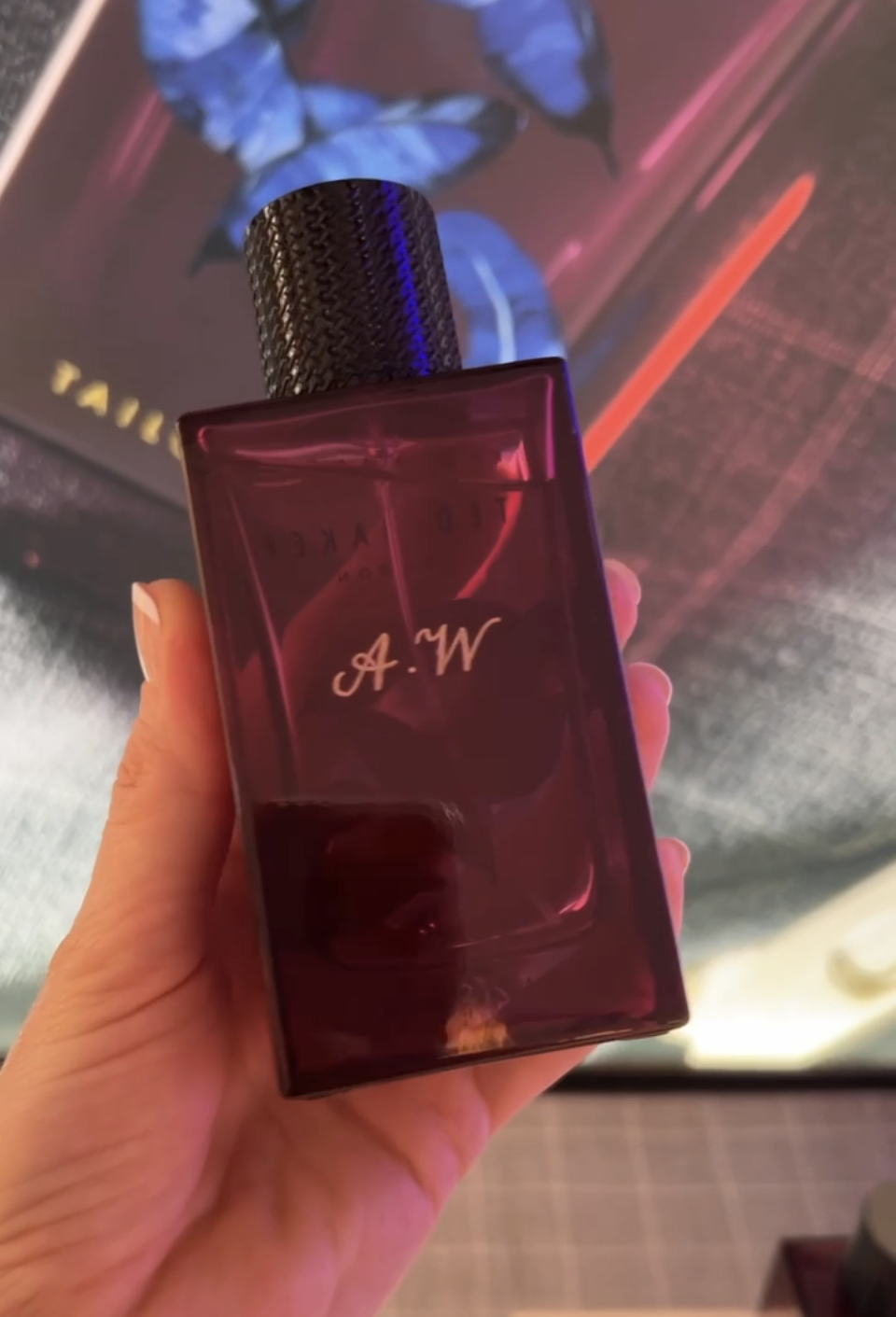 Hand-engraved initials on a Ted Baker perfume bottle for an influencer event for the perfume Shop