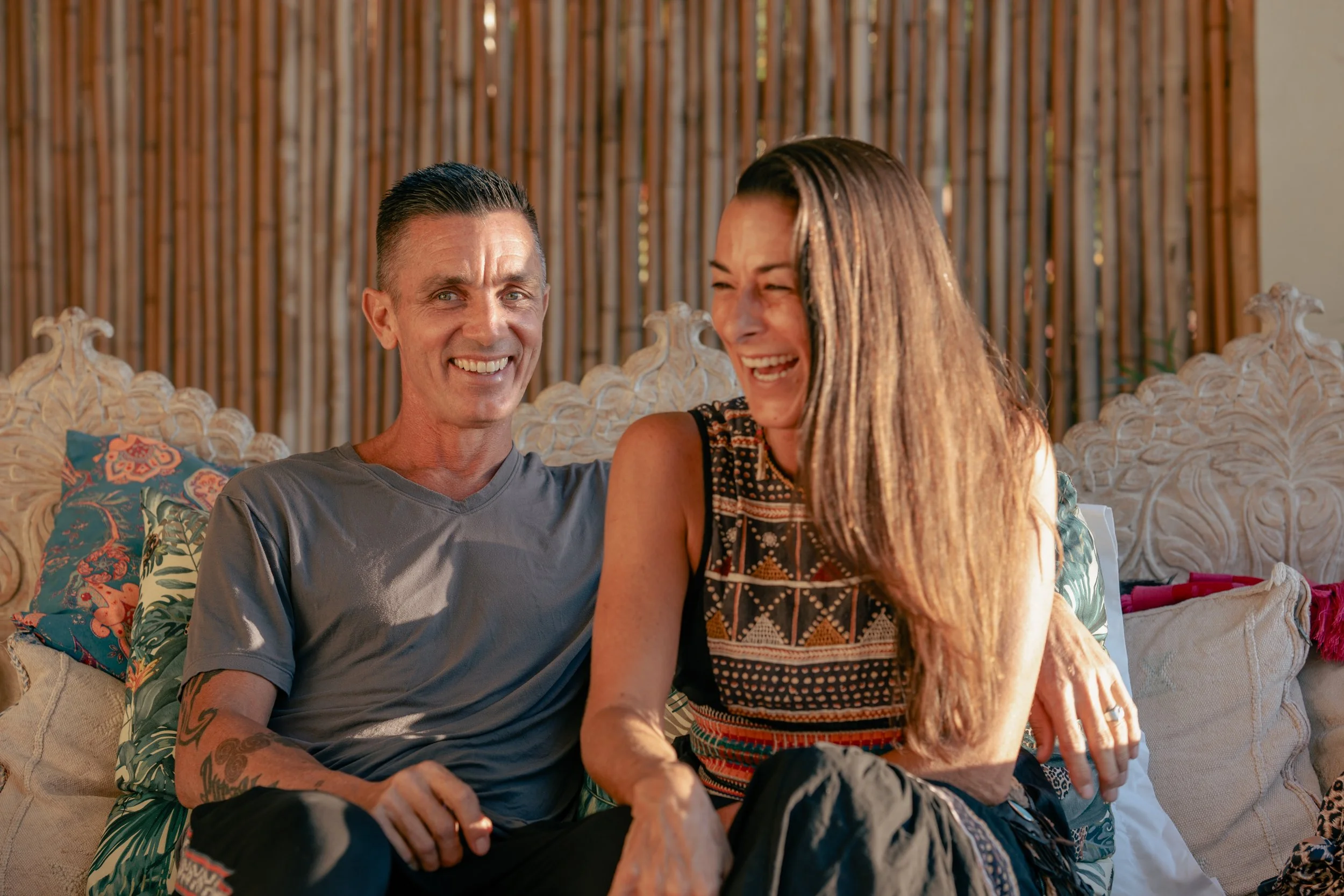 Brad and Sarah, founders of La Matriztica, welcoming people to Casa Sagrada in Guanacaste Costa Rica