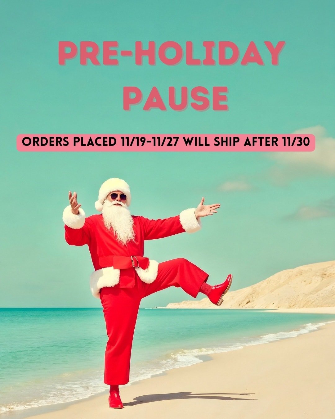 ⚠️ Please be aware that orders placed between now and Thanksgiving will ship AFTER 11/30. 

Thank you! 🏝