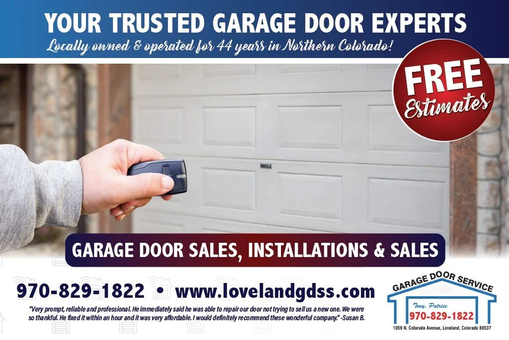 Advertisement for garage door sales