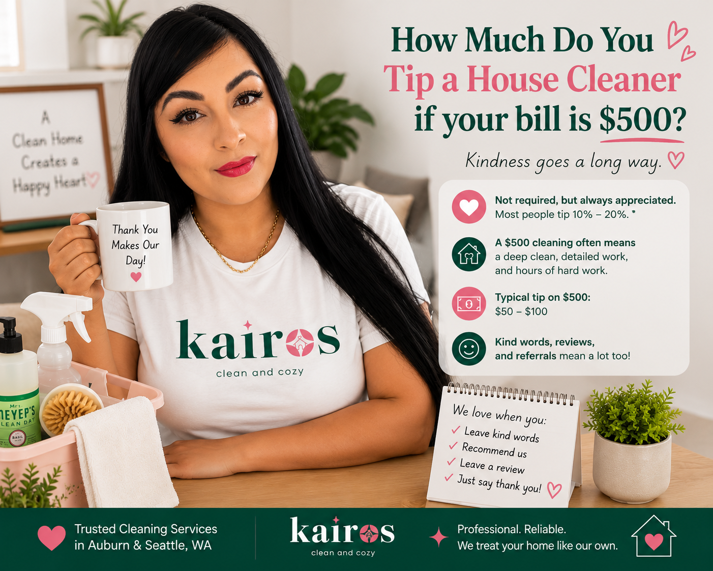 How Much Do You Tip a House Cleaner If Your Bill Is $500?
