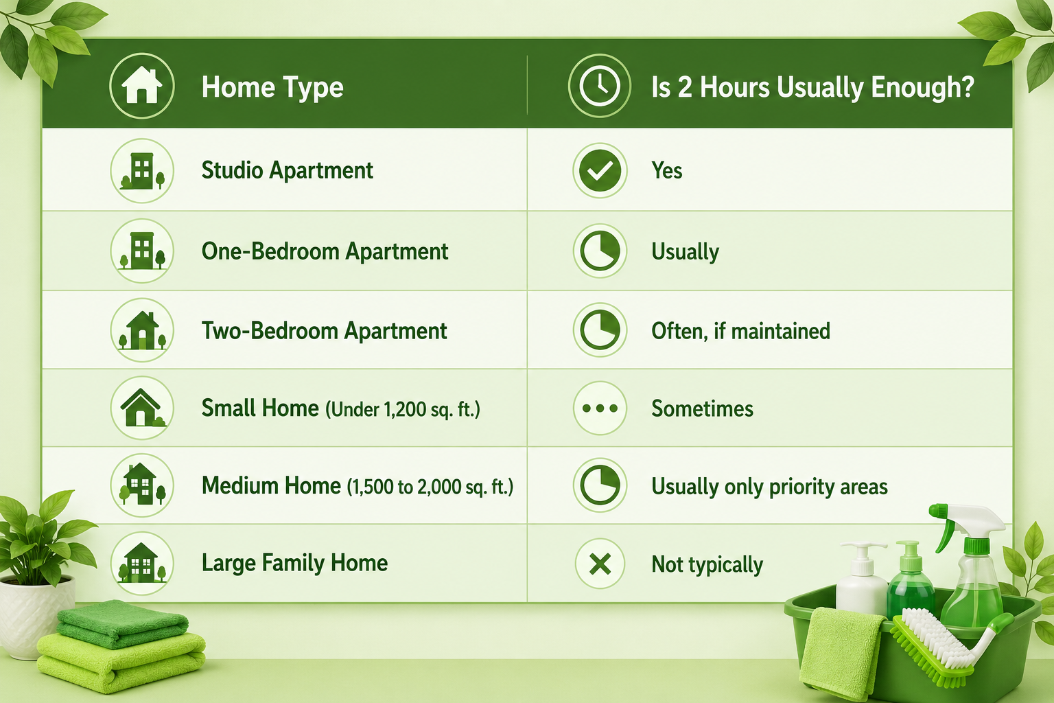 Is 2 Hours Enough For Cleaning Your Home Table