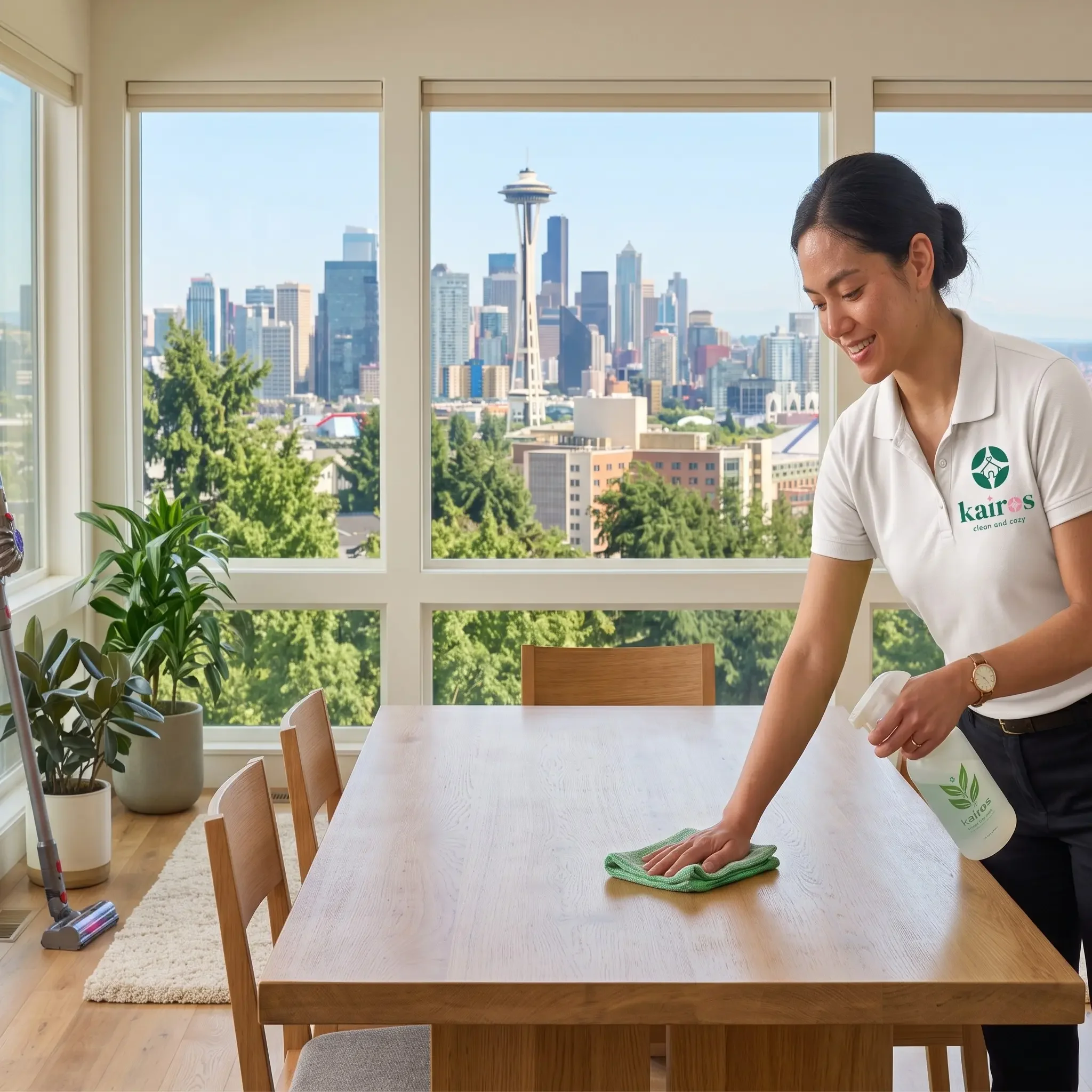 Cleaning Lady Cleaning Table