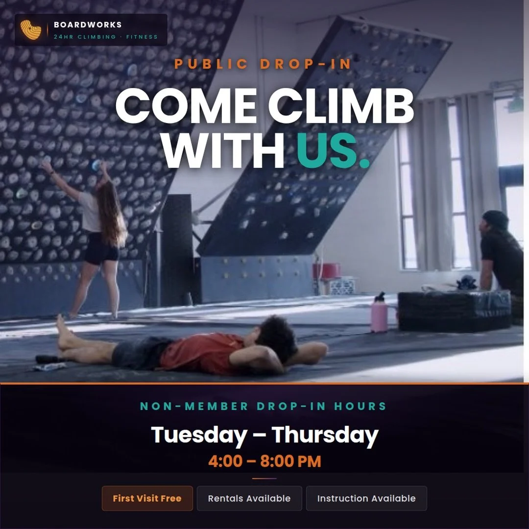 Members have 24/7 access, but everyone (18+) is welcome to come by during our drop-in hours.

#boardworksclimbing #bendoregon #centraloregonbouldering