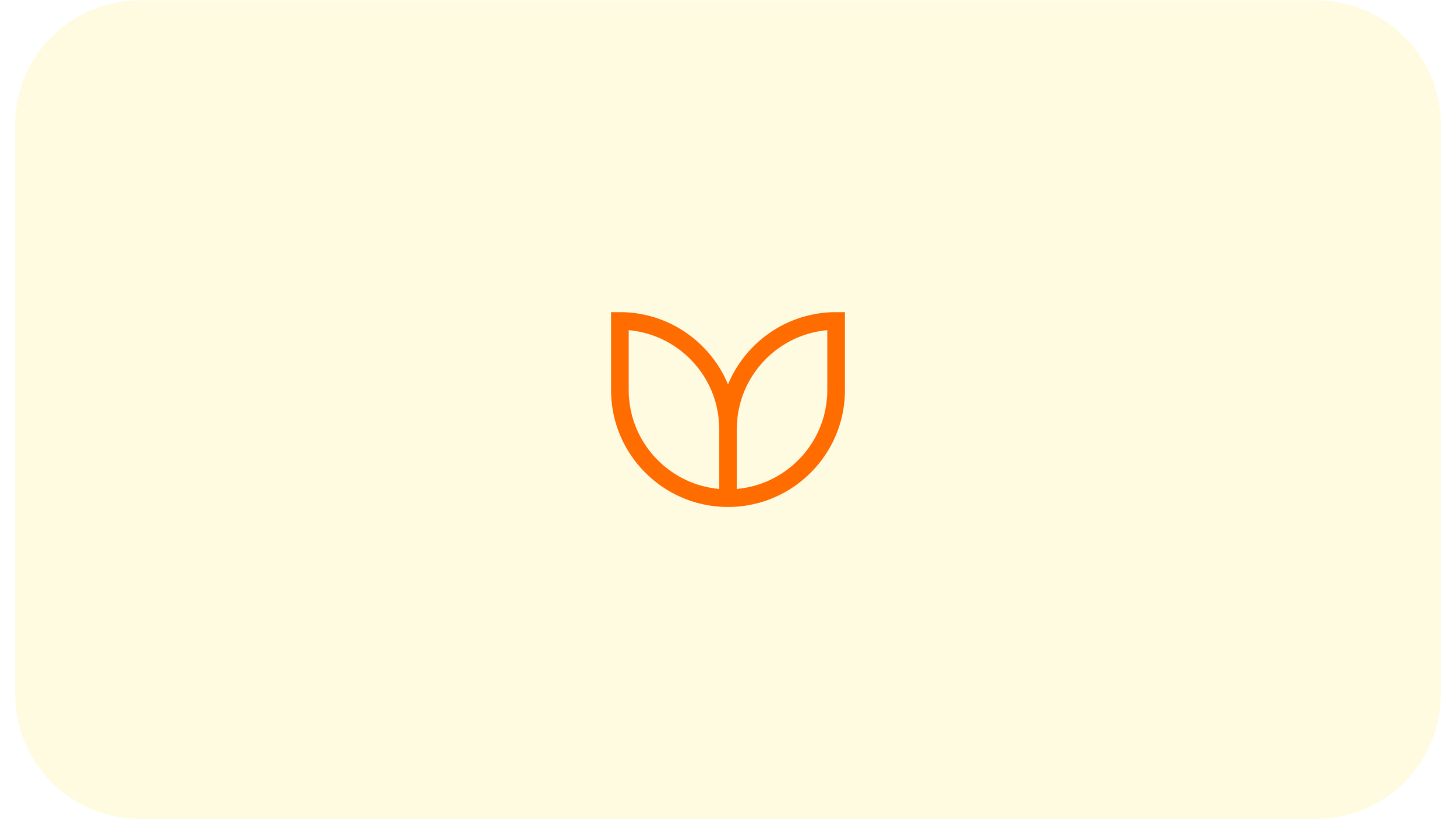 A simplified orange outline of a plant or leaf on a light cream background.