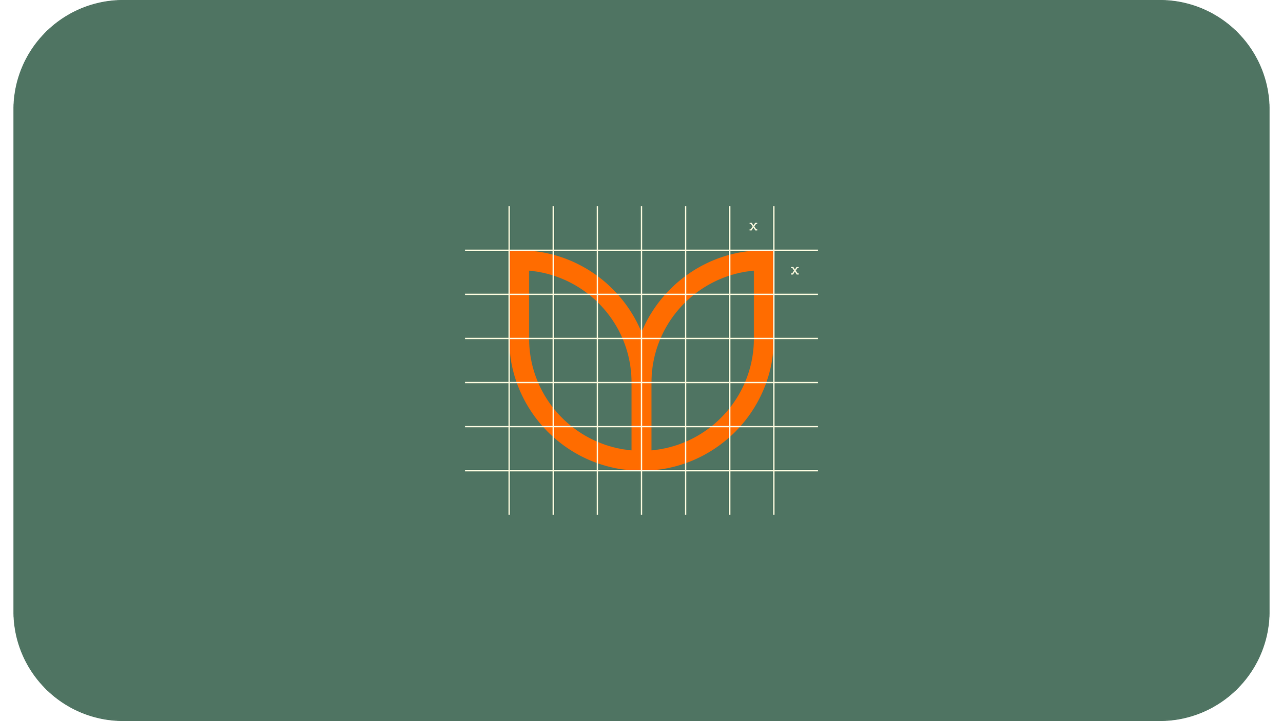 A logo of a stylized orange tulip on a green background with a grid pattern.