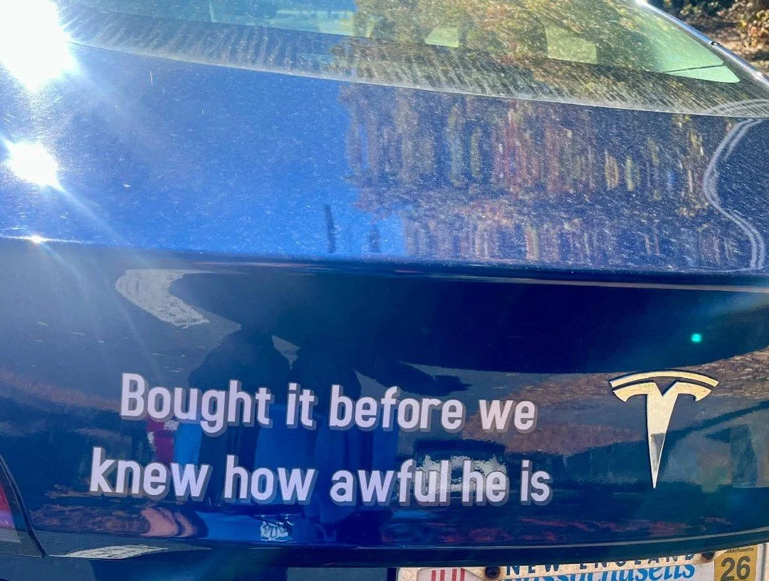 Saw this over the weekend on the bumper of a Tesla.