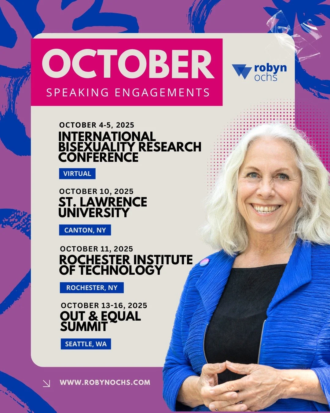 It's going to be a busy LGBTQ+ History Month! I'm thrilled to share my October schedule and so excited to be connecting with students on campus visits and attending some important conferences this month.

I'm especially looking forward to spending Na